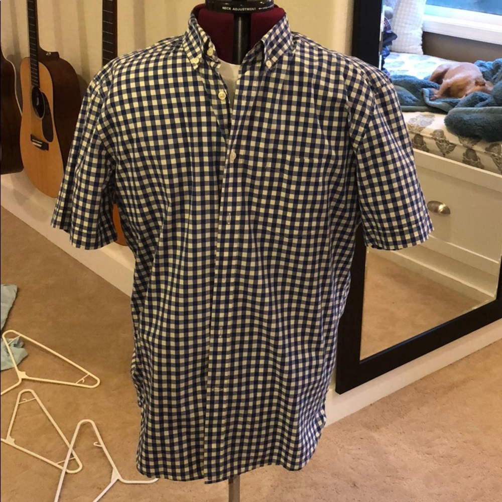 Blue check shirt sleeve